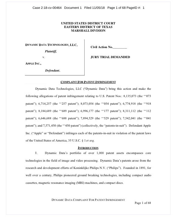 蘋果遭起訴：被指控侵犯11項視頻專利權
